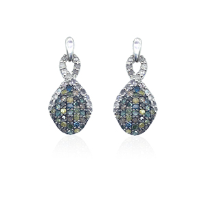 1.39 Cttw Round Cut White & Multi Color Natural Diamond <b>Stud</b> Earrings for Women in 925 <b>Sterling</b> <b>Silver</b>, Push Back - Product Image 1