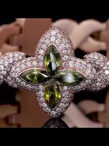 Green Peridot Clover Bracelet Wholesale VVS Moissanite 925 <b>Silver</b> 10K 14K Rose Gold <b>Men</b> Luxury With Emerald Accents Round cut - Product Image 5