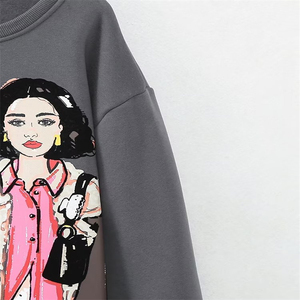 เสื้อกันหนาวผู้หญิงแบบสั่งทำพิเศษ ผ้าฝ้ายฟลีซ 100% ปักลาย เป็นมิตรกับสิ่งแวดล้อม ระบายอากาศได้ดี แห้งเร็ว นุ่ม สบาย แขนยาว - Product Image 6