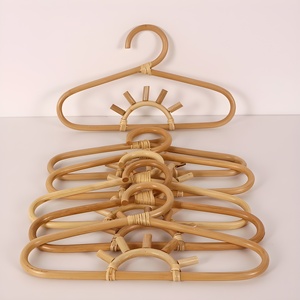 Wood clothes hangers clothing organizer handcrafted rattan hanger for boho-chic nursery <b>wardrobe</b> - Product Image 4