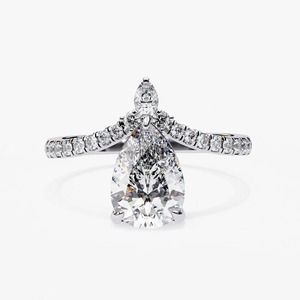 Anillo de compromiso de oro amarillo de 9K con diamante de laboratorio de 1.00CT talla pera en forma de lágrima, joyería nupcial con pavé, venta al por mayor - Product Image 3