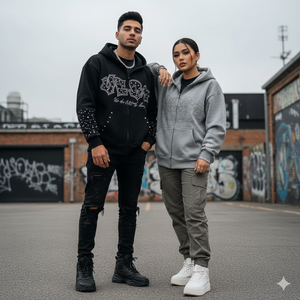 Sweat-shirts à capuche zippés personnalisés OEM, qualité supérieure, prix abordables, 100% coton molletonné épais, broderie vieillie et strass - Product Image 3