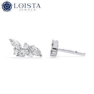Boucles d'oreilles LOISTA en or blanc avec diamants taille marquise, couleur D naturelle, certifiées GIA, classiques pour femmes, à porter au quotidien - Product Image 1