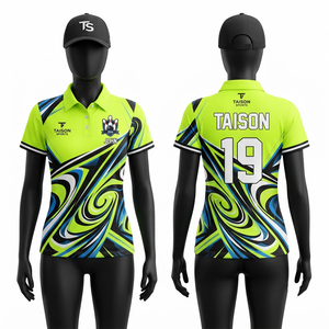 Premium 180 GSM Moisture Wicking Polyester Men <b>Bowling</b> Jersey Neon Green Blue Black Panel Style Short Sleeve Custom Team Logo - Product Image 1