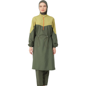 Burkini Modest <b>Islamic</b> Swimwear Muslim Conservative Women's High Cut <b>Print</b> Long Sleeve 2-Piece Set Quick Dry Breathable - Product Image 6