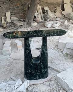 <b>Marble</b> Solid Surface Water Resistant Modern <b>Console</b> <b>Table</b> with Polished Finish and Square Edge for Interior Use - Product Image 1