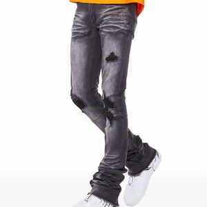 Jeans de Moda Hip Hop para Hombre, Elásticos, de Algodón, Corte Regular, para Uso Diario, Cintura Media, Cierre de Botones, con Bolsillos, Pantalones Vaqueros - Product Image 1