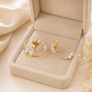 Pendientes de Oro de 14K con Círculo Abierto y Diamantes Cultivados en Laboratorio |   Joyería Fina Elegante de Lujo con Claridad VVS, Regalo para Mujer, Uso Diario - Product Image 4