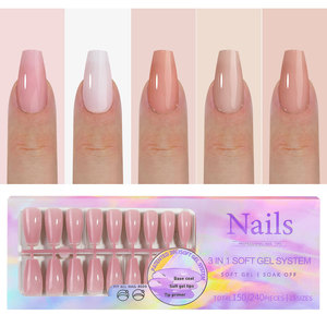 Uñas Postizas Francesas Cuadradas Color <span class=keywords><strong>Nude</strong></span>, Sin Costuras, de ABS, Cobertura Total, Desmontables, 5 Colores, 150 Piezas, para Uso en Salón - Product Image 6