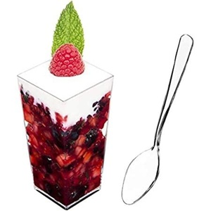 Nouvelles coupelles jetables en plastique pour parfaits, puddings, mousses, yaourts et fruits, avec couvercle en option, pour boulangerie, 100 ml, forme carrée, emballage alimentaire - Product Image 4