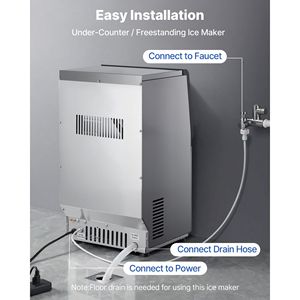 Macchina Professionale per Ghiaccio in Acciaio Inox, Capacità 80 Libbre/24h, Stoccaggio 13 Libbre, da Banco/Autonoma/Sottobanco - Product Image 6