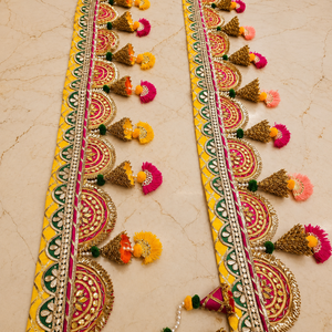 Handcrafted Embroidered Door Toran with Colorful Tassels Traditional Bandhanwar Festival Main Entrance <b>Home</b> Temple Decor - Product Image 4