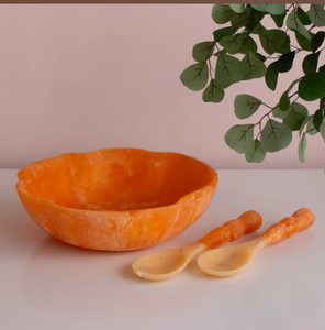 LMB Resin Salad Server Set Handmade Dishwasher Safe Eco Friendly <b>Mirror</b> Polish <b>Plastic</b> Handles Modern Serving Tools Home - Product Image 4