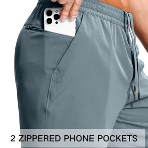 Shorts de sport légers et à séchage rapide pour hommes, haute performance, pour la course, la gym, le tennis, motif uni, design avec fermeture éclair active - Product Image 4