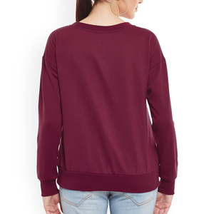 Sudadera de cuello redondo cálida de invierno para mujer, jersey liso con hombros caídos, manga larga, tejido de punto, mezcla de algodón, ajuste cómodo para otoño - Product Image 2