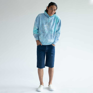 Sweat-shirt à capuche tricoté style Hip Hop pour homme, tie-dye, manches longues, coupe classique, sans doublure, ton bleu, collection printemps - Product Image 6