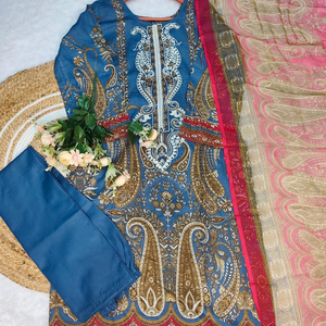 Fashion Accessories Indian Pakistani Designer Embroidery Cotton Silk Wedding Party Wear Women Kurta / <b>Kurti</b> Elegant Quick Dry - Product Image 1