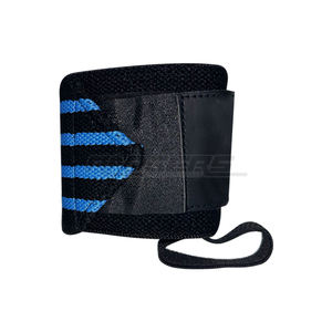 สายรัดข้อมือนีโอพรีนสีดำลายทางสีน้ำเงินแบบหนาสำหรับออกกำลังกาย ป้องกันข้อมือสำหรับการออกกำลังกายแบบกำหนดเอง ขายส่งสายรัดข้อมือ - Product Image 2