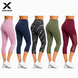 X Sports City Women's High Waist Calf-Length Yoga Pants <b>With</b> <b>Pockets</b> Breathable Knitted Spandex Polyester Sporty Fitness Wear - Product Image 2