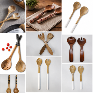 Juego de Servidores de Ensalada de Madera de Mango con Mango de Puntos, Ecológico y Apto para Lavavajillas - Product Image 6