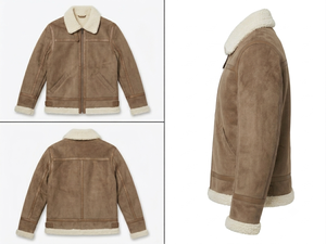 Blouson Bomber Homme en Cuir Véritable Premium avec Fermeture Éclair, Doublure Douce en Fausse Fourrure Polyester, Chaleur Hivernale, Style Streetwear, Séchage Rapide - Product Image 4