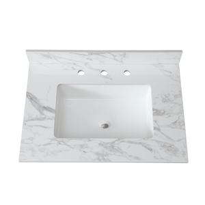 Lavabo Rettangolare Sottopiano in Ceramica 79x56 cm, Top per Mobile Bagno in Pietra Sinterizzata Bianco Carrara - Product Image 1