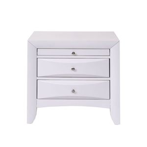 Comodino in Legno Bianco con 2 Cassetti e 1 Vassoio, Elegante Pezzo d'Arredamento - Product Image 1