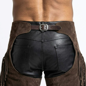 Chaps en daim de vache véritable pour hommes, style western, best-seller en ligne, nouveau modèle à franges. - Product Image 6