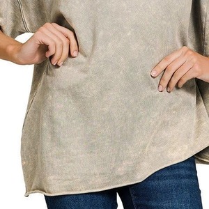 Women's Oversized Loose Fit Short Sleeve T-Shirt O-Neck <b>Drop</b> Shoulder Solid Color Cotton Knitted Breathable Spring Summer Style - Product Image 6