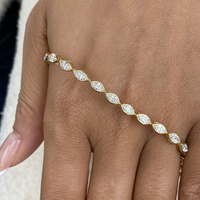 Bracelet en or avec diamants de laboratoire ronds brillants certifiés IGI 10K 14K 18K Jaune Rose Blanc Bijoux de luxe pour mariée