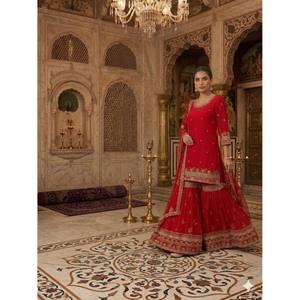 Women's <b>Party</b> Wear Designer Set-<b>Top</b> Sharara Palazzo & Dupatta - Product Image 3