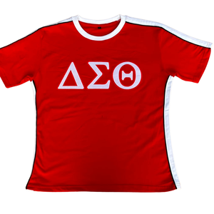 Camiseta personalizada con letras griegas para mujer, color rojo, DST Delta Sigma Theta, para verano, corte ajustado, 100% algodón - Product Image 1
