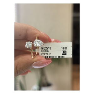 แหวนเพชรทรงลูกแพร์ QUBE STAR Radiant Modern Pear Lab Grown Diamond แบบเปิด 1.60 กะรัต ทอง 14KT ฝังเพชรสองเม็ด ดีไซน์หรูหรา เหมาะสำหรับงานปาร์ตี้ - Product Image 4