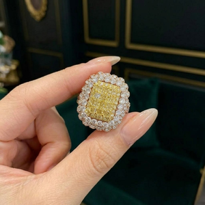 Unique Beautiful Bling Guaranteed Natural 18k Rose Gold Vintage Intense Yellow Diamond Pave Setting Engagement Ring Wedding - Product Image 4