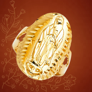 แหวนชุบทองสำหรับพระแม่มารีย์คริสเตียนสำหรับผู้หญิงผู้ชายประดับเพชรดีไซน์ทันสมัยขัดเงาสูงคลาสสิก - Product Image 4