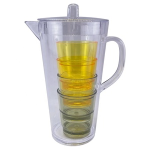 Carafe à eau en plastique avec couvercle et ensemble de gobelets - Product Image 2