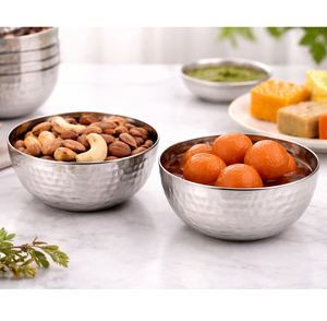 Bol de service en acier inoxydable, fait main, poli, design traditionnel, passe au lave-vaisselle, avec 2 poignées, bol de service pour aliments - Product Image 5