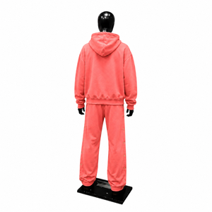 Conjunto Deportivo Rosa Oversize para Hombre, Sudadera con Capucha, Pantalones Jogger Cargo, Felpa de Algodón Grueso, Estilo Urbano Informal - Product Image 2
