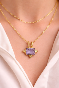 Colgante de latón chapado en oro con gema de cuarzo alejandrita rectangular hecha a mano de 10x8 mm para fabricación de joyas DIY - Product Image 6