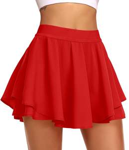 Tela que absorbe la humedad para un entrenamiento más cómodo. Falda de tenis blanca de cintura alta para correr y hacer deporte, para niñas. - Product Image 1