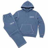 Ensemble survêtement homme grande taille en coton tricoté premium, sweat à capuche et pantalon de survêtement épais, respirant, avec poches, décontracté