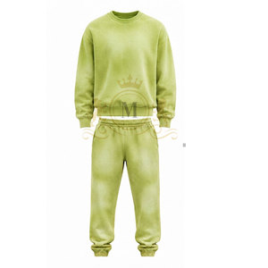 Ensemble de sweat-shirt à col rond pour homme, couleur unie rose, 100% coton, 350 g/m², vêtements décontractés, tricot en molleton français, style automne, jogging - Product Image 5