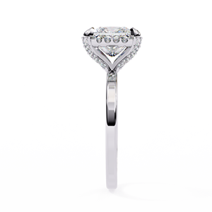 Anillo de compromiso de oro rosa con diamante de laboratorio talla princesa y engaste halo de garra - Product Image 3
