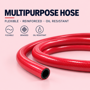 Tuyau PVC multifonction en gros, rouge, tressé, flexible, renforcé, pour l'eau et l'air, rouleau de 100m, distributeur, direct usine, B2B - Product Image 1