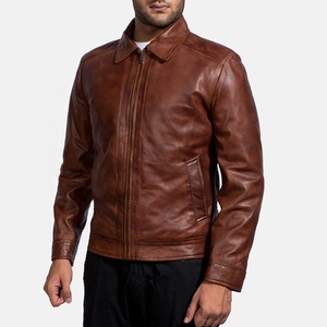 Chaqueta de cuero delgada para hombre marrón chocolate Chaqueta de relleno de lana cálida de alta calidad Abrigos de cuello de moda Chaqueta de prendas de vestir para hombres - Product Image 4