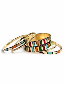 Ensembles de bracelets fantaisie ANEES HANDICRAFTS en laiton plaqué or avec pierres en résine et motifs de paix, pour femmes, mariage, romantique - Product Image 4