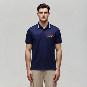 Chemises polo homme unies décontractées pour l'été, broderie personnalisée, séchage rapide, respirantes, 100% coton, vente flash - Product Image 1