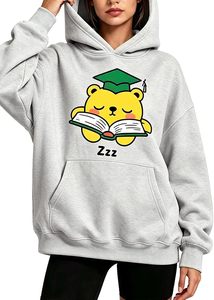 <b>Cute</b> Cartoon <b>Bear</b> Graphic Women's Formal Hoodie Pullover Hooded Sweatshirt Soft Comfortable Fleece Breathable Eco-Friendly - Product Image 6