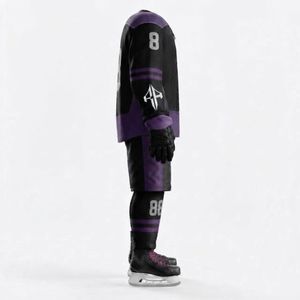 Conjunto de Uniforme de Hockey sobre Hielo Transpirable para Hombre, Impresión por Transferencia de Calor, con Guantes y Zapatos, 100% Poliéster, Calidad Premium, Logotipo Personalizado - Product Image 4
