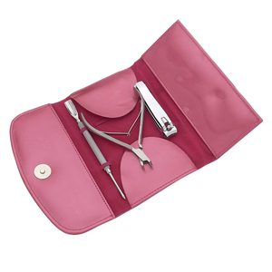 3 Pcs Manicure <b>Set</b> Professional <b>Nail</b> Care Kit Stainless Steel <b>Nail</b> Clipper Tweezers File Grooming Tools Pink Case - Product Image 1